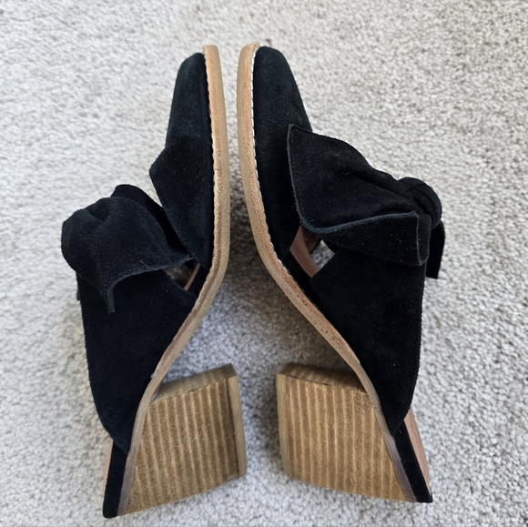 Jeffrey Campbell Cyrus Black Suede Bow Block Heel Mules 6.5 - Picture 7 of 9